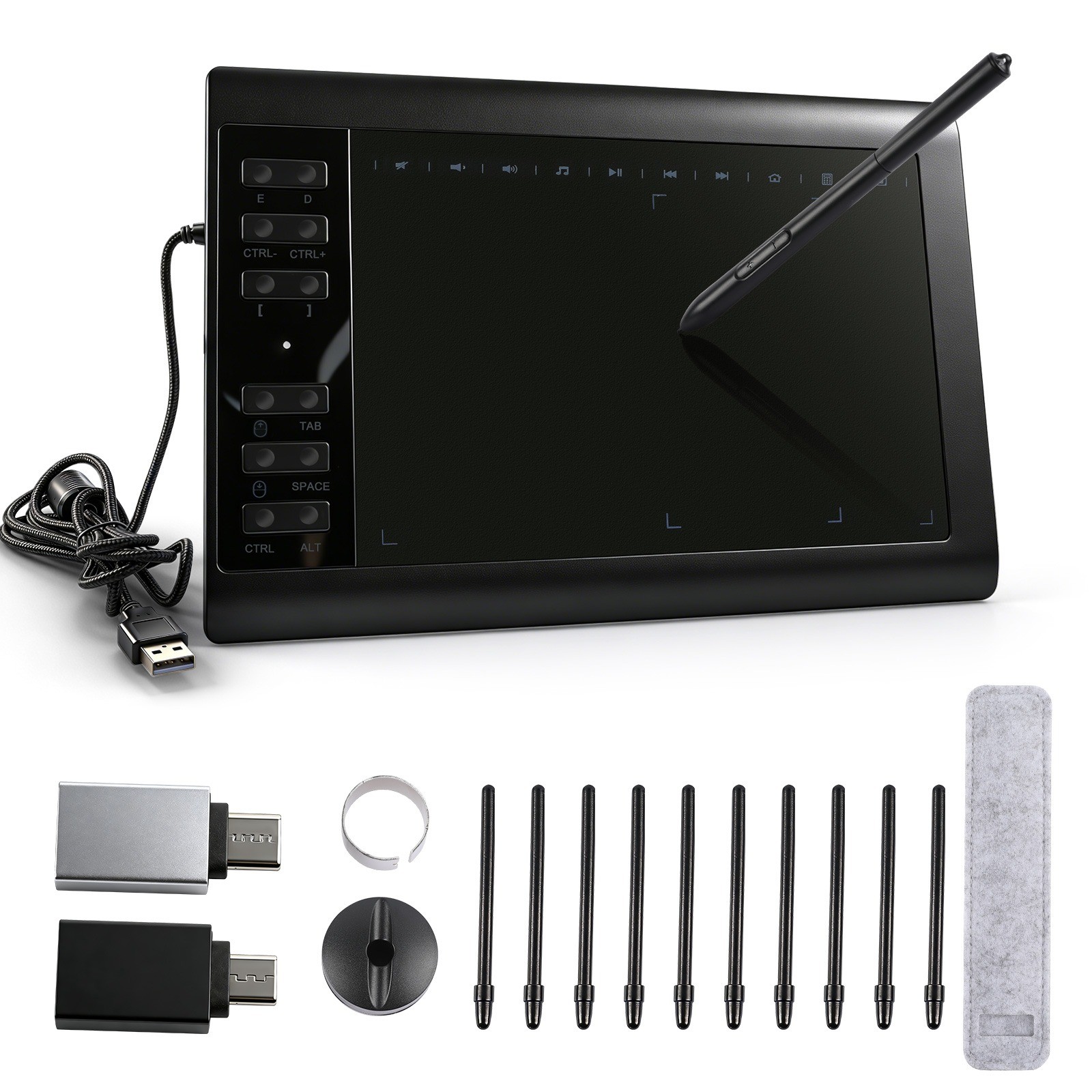 Digital Drawing Tablet with 10×6 Inch Large Active Area Screen, Graphics tablet,