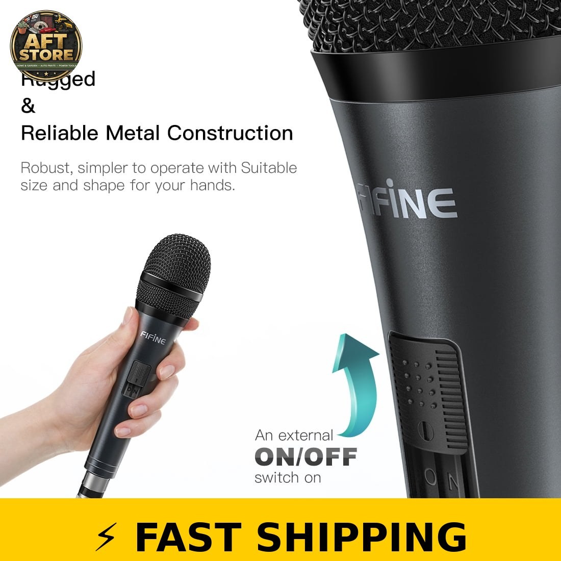 FIFINE K6 Wired Karaoke Microphone with 14.8ft Cable