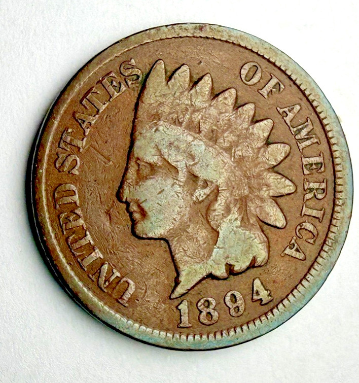 1894 Indian Head US 1c ~ Very Good/ Fine  Details ~ Better Date! ~ 1 Coin ~ H24