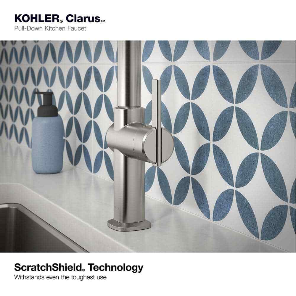 KOHLER Clarus Single Handle Pull Down Sprayer Kitchen Faucet - Vibrant Stainless