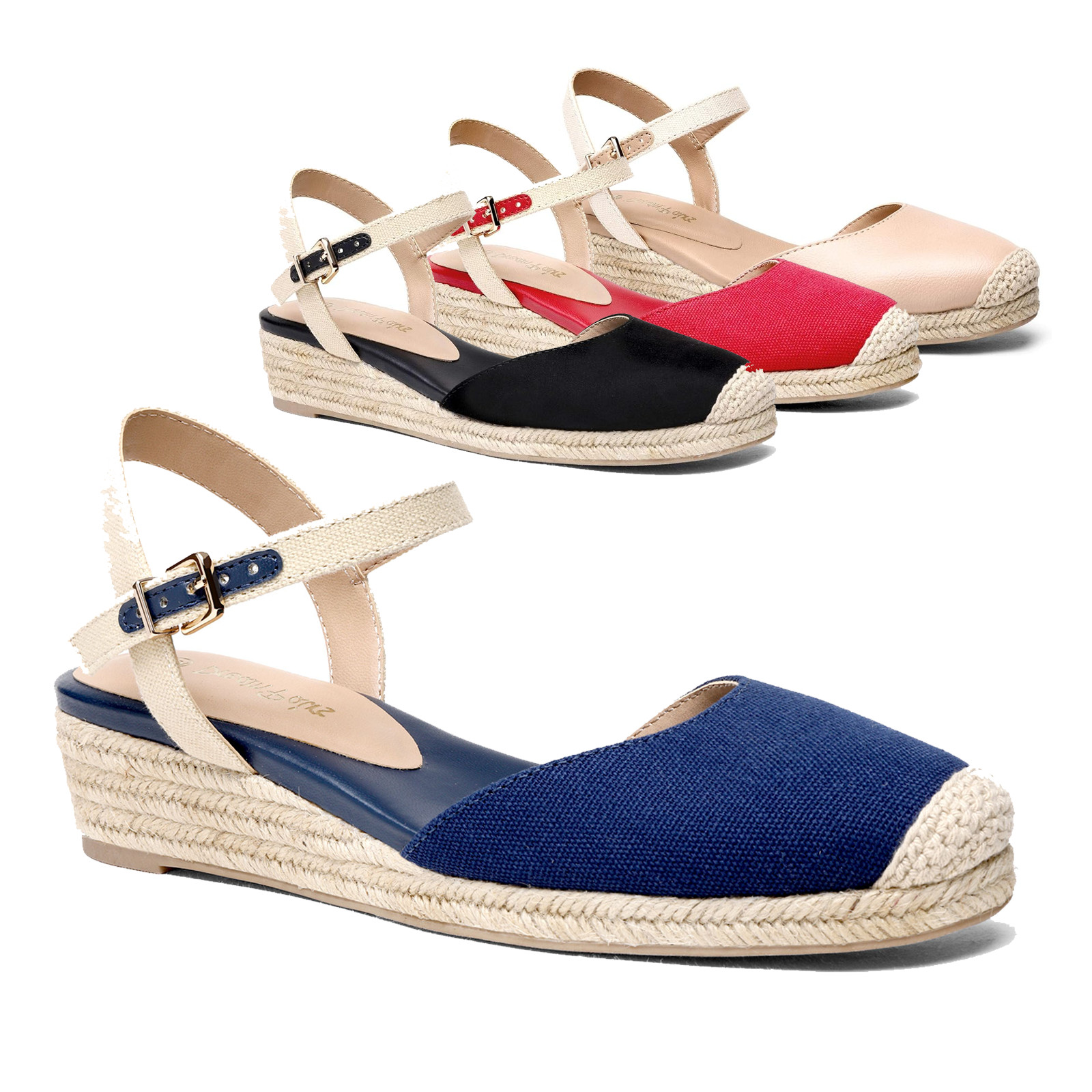 Women Closed Toe Ankle Strap Espadrilles Wedge Sandals Summer Sandals Shoes