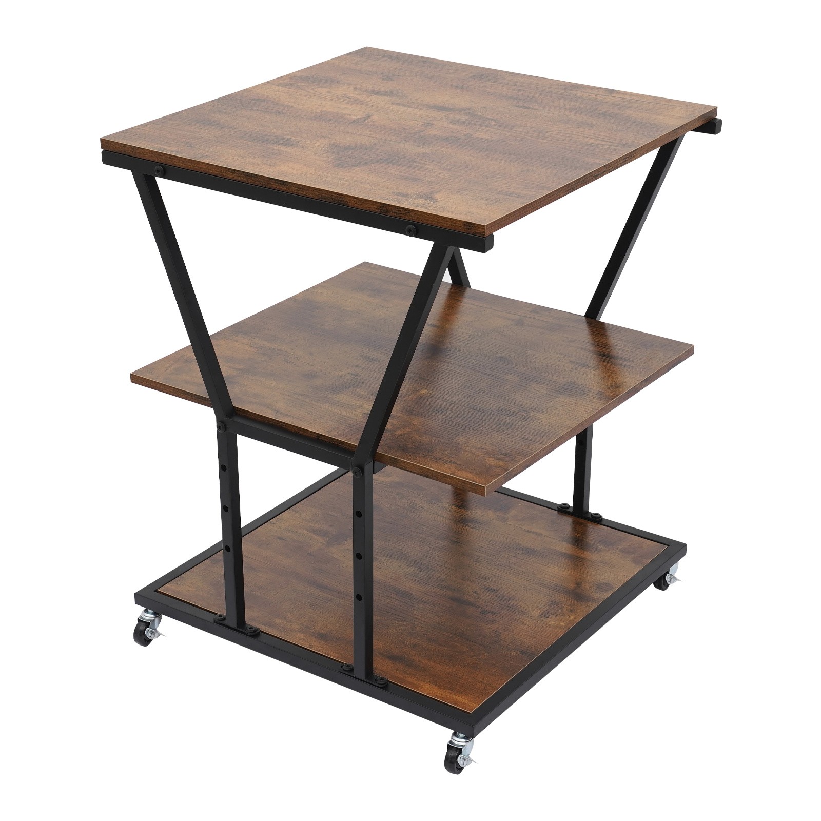 3-Tier Printer Stand with Adjustable Shelves & Wheels for Home/Office