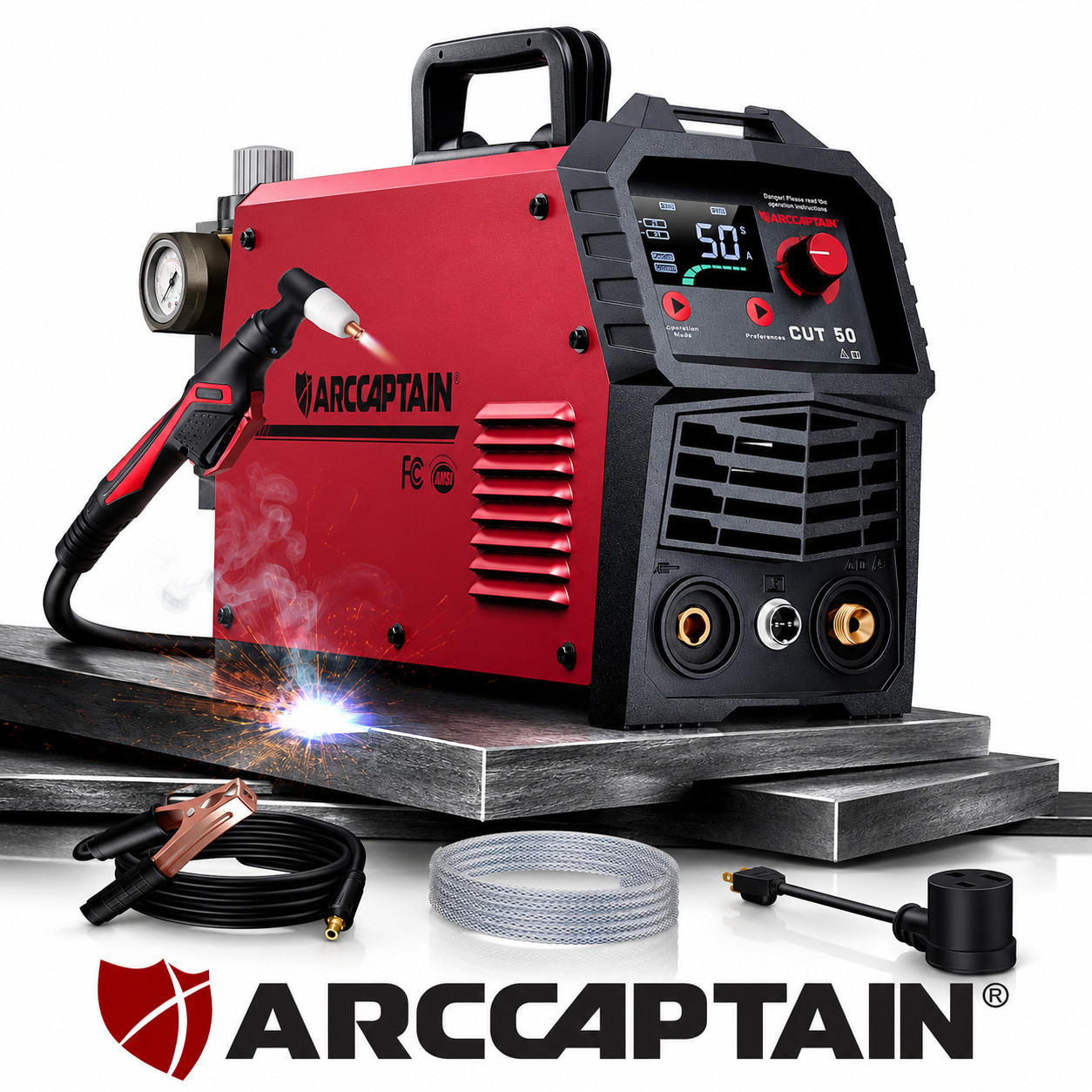 ARCCAPTAIN Plasma Cutter 50A Air Cutting Machine Dual Voltage LED Display IGBT