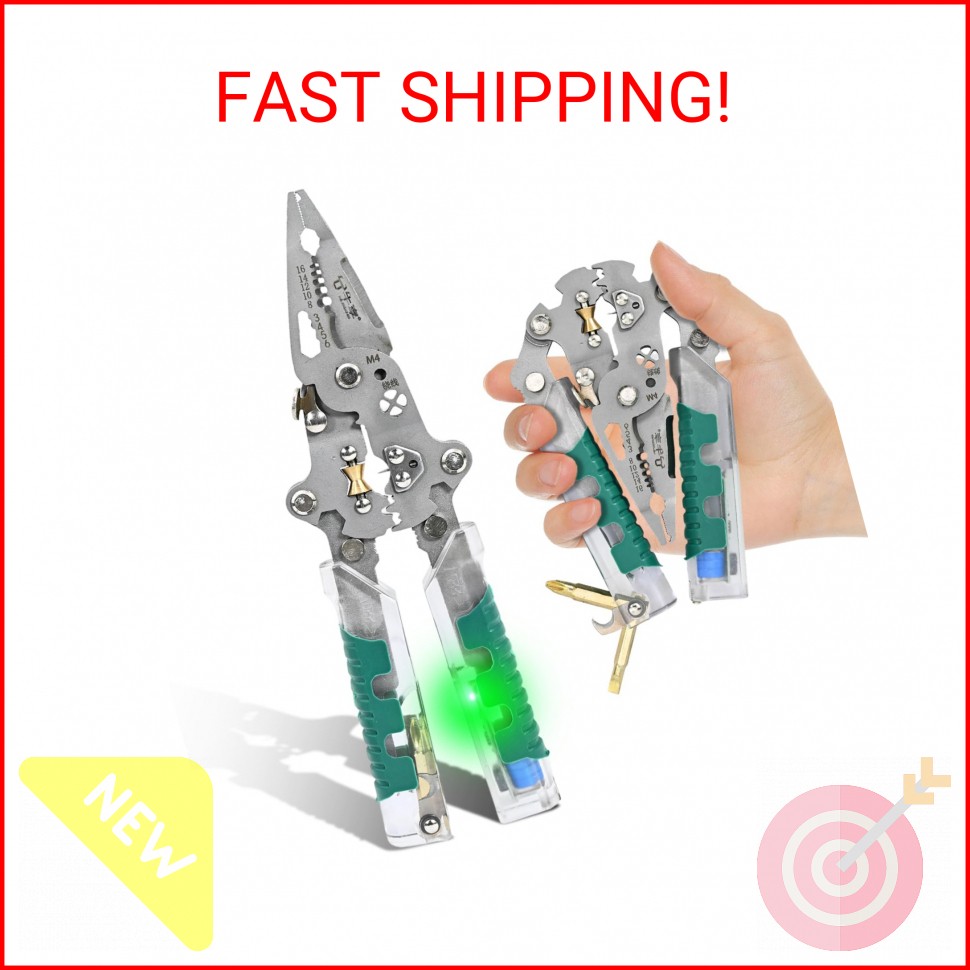 ZMJY 18-in-1 Folding Screwdriver Wire Stripper, with Voltage Tester & Crimping T