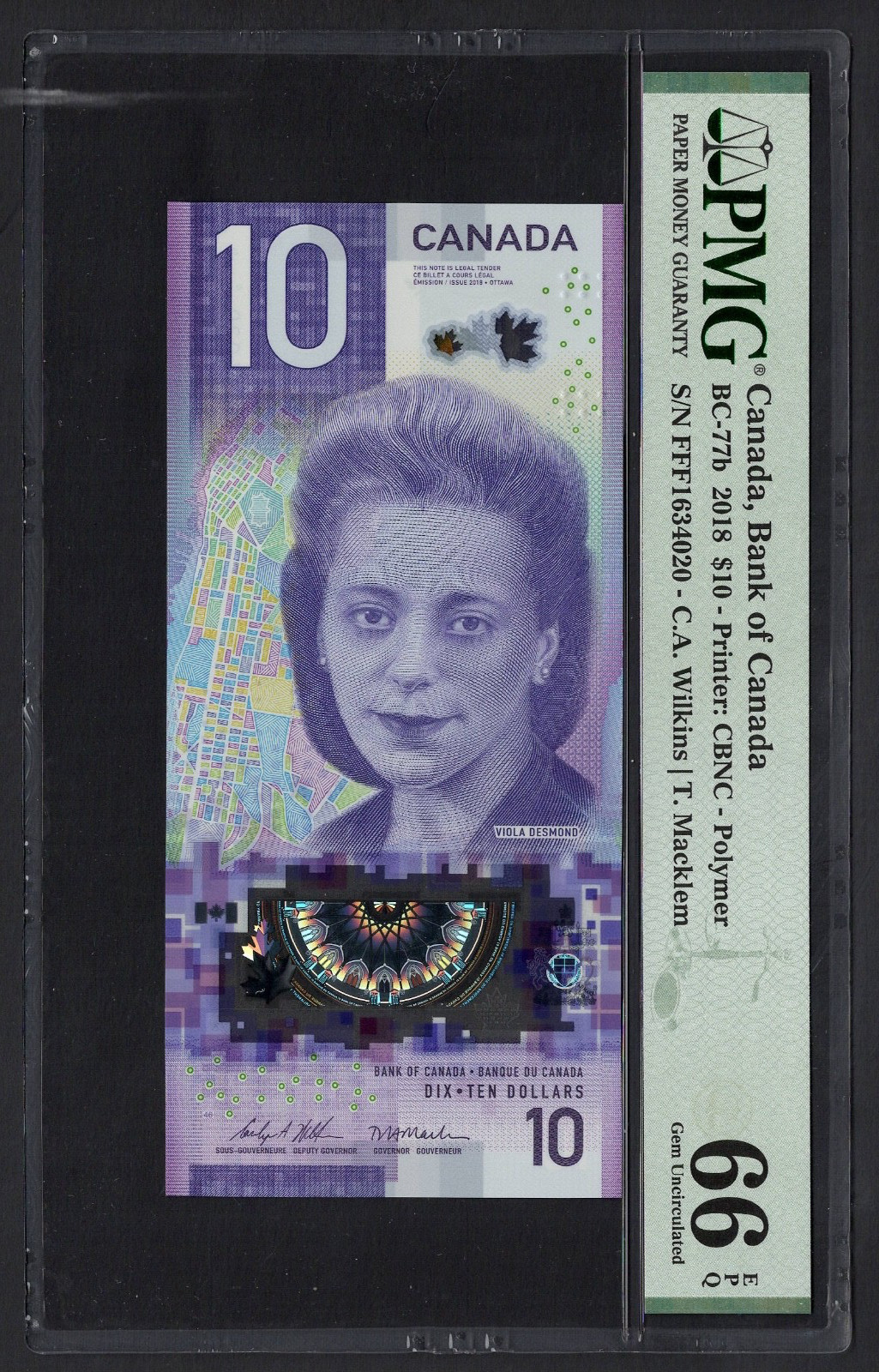 Canada 10 Dollars 2018 BC-77b Uncirculated Grade 66