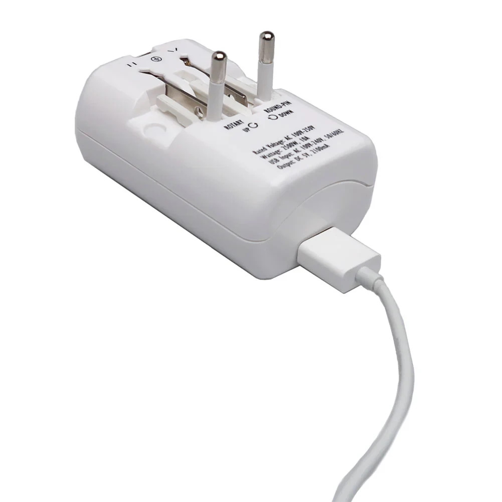 Universal Travel Adapter with USB Port Output DC 5V, 2100mA