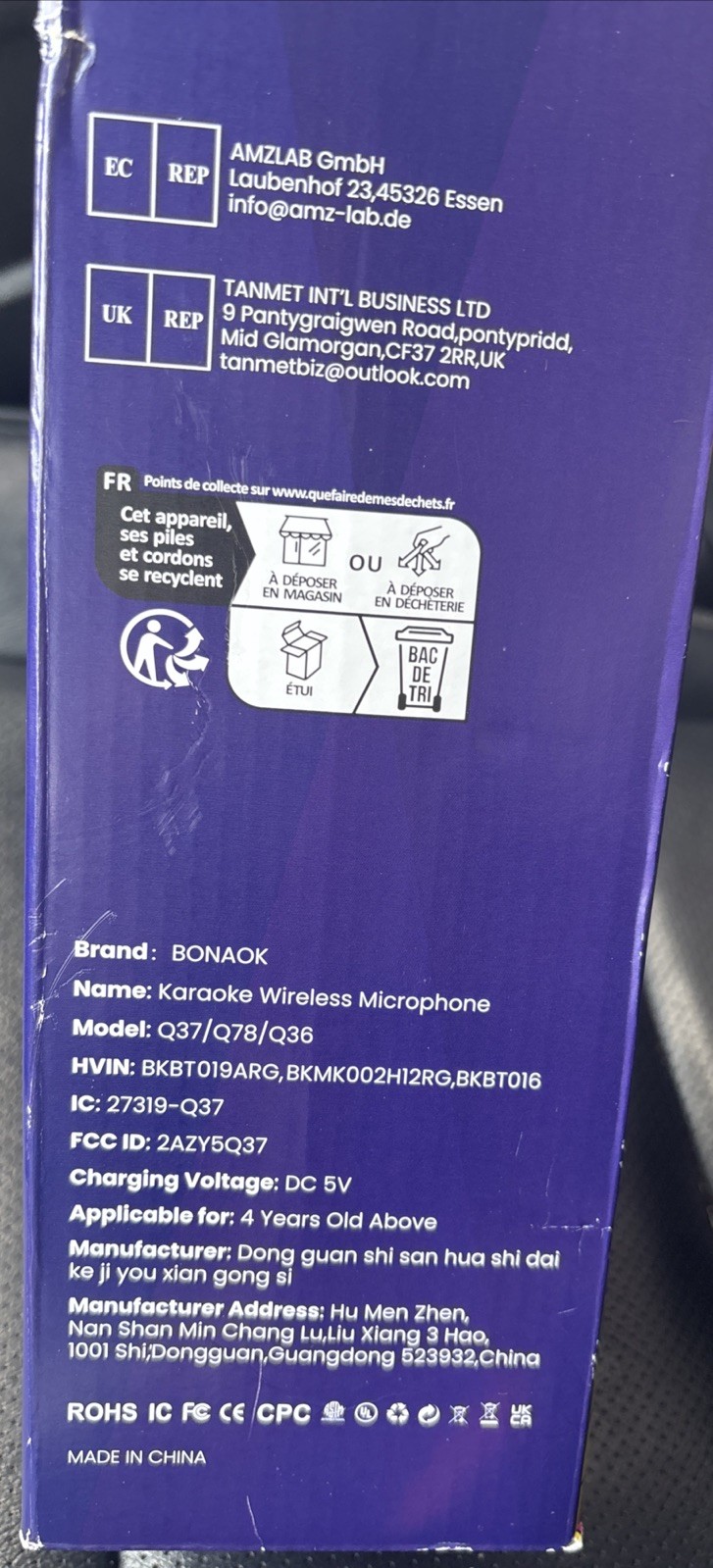 Bonaok Wireless Bluetooth Karaoke Microphone - Black Q37