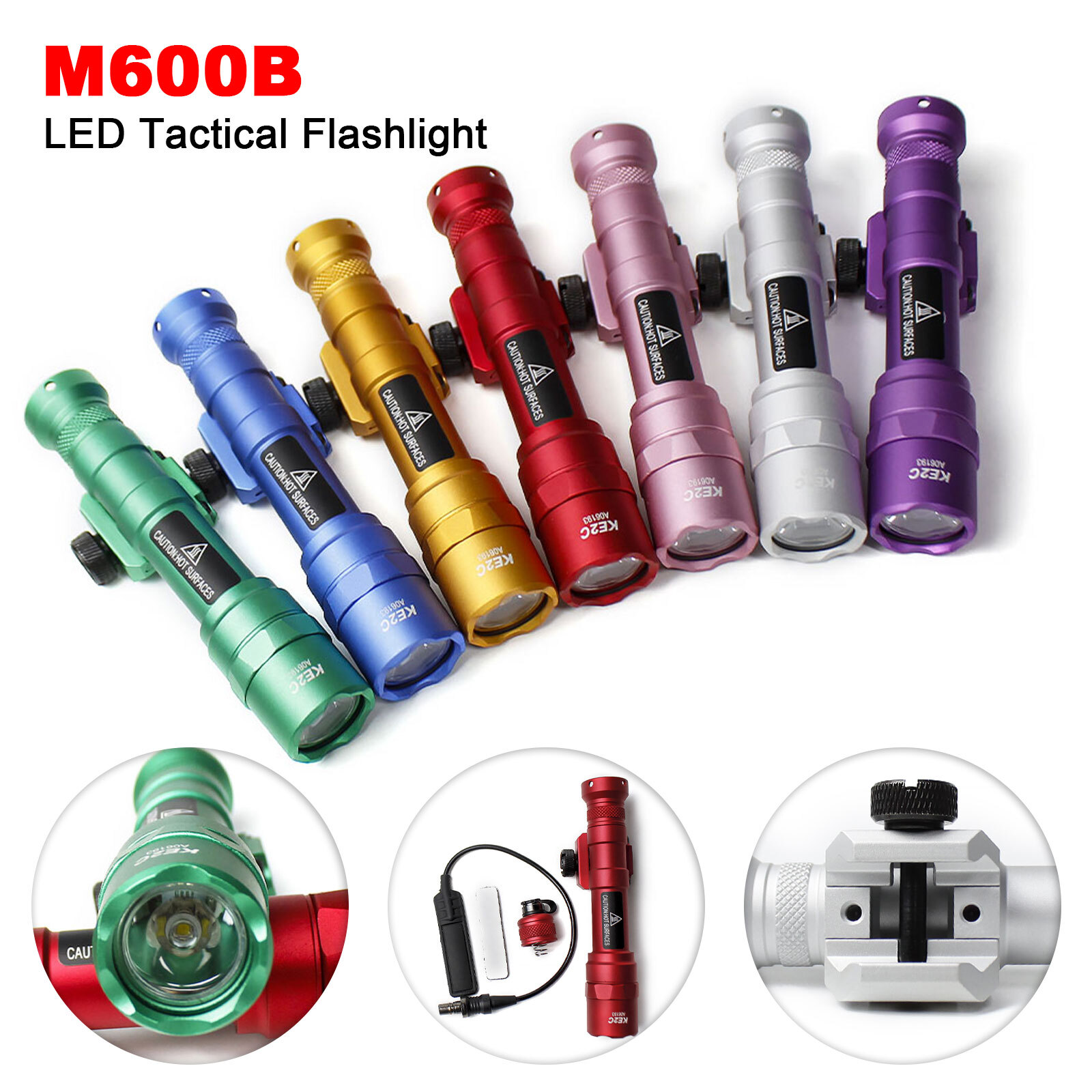 Tactical M600B Light LED White Flashlight Picatinny Rail Mount For Rifle Hunting