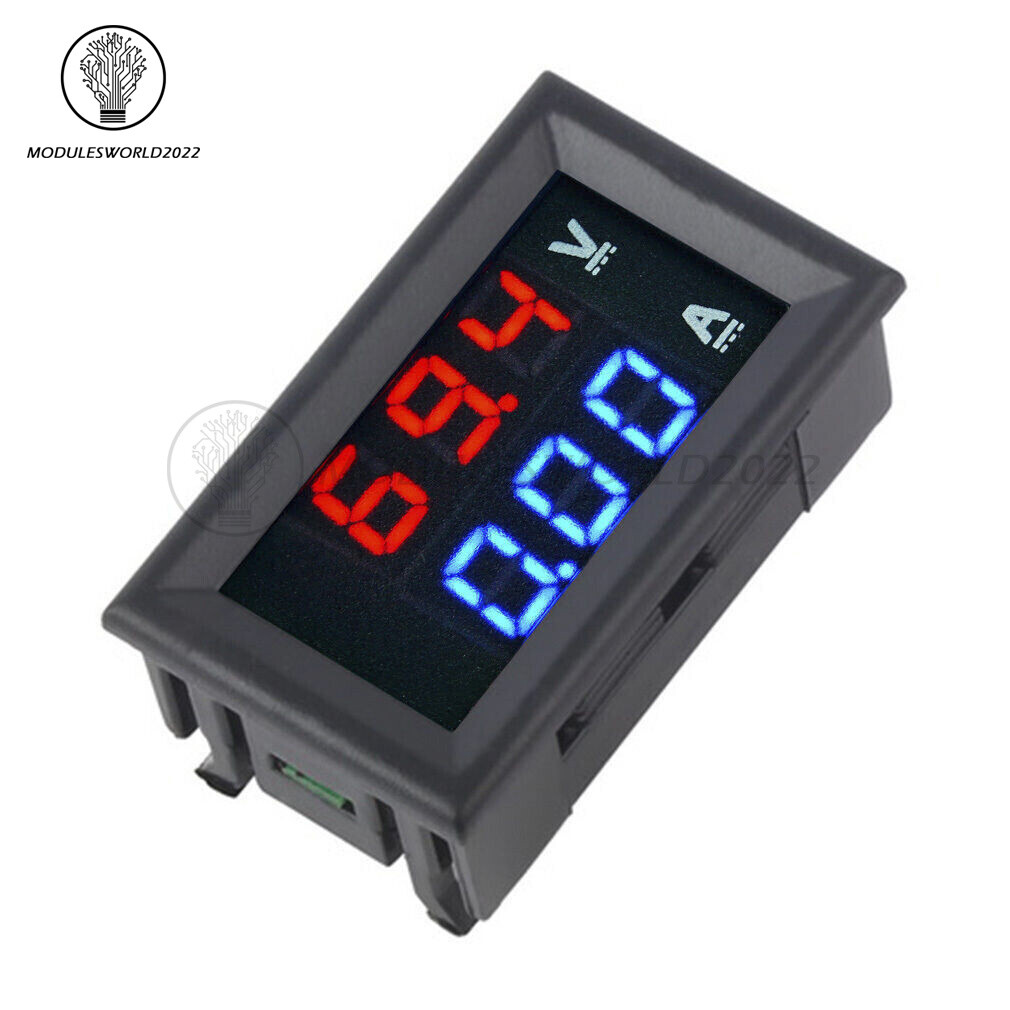 DC100V 10A Blue+Red LED Dual Digital Amp Voltmeter Ammeter+Red LED Voltage Meter