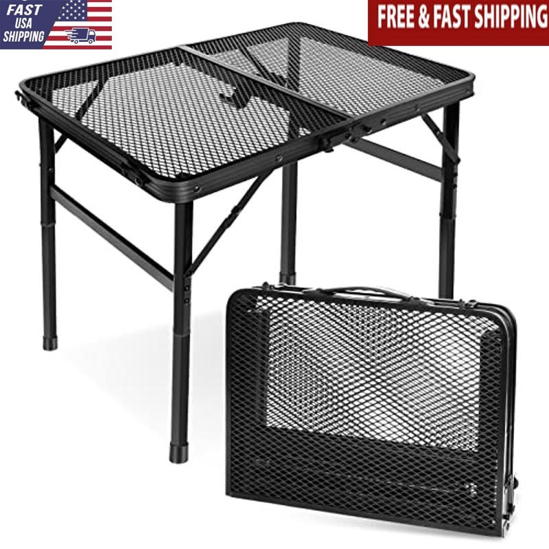 Portable Aluminum Folding Camping Table Adjustable Heights Sturdy & Lightweight