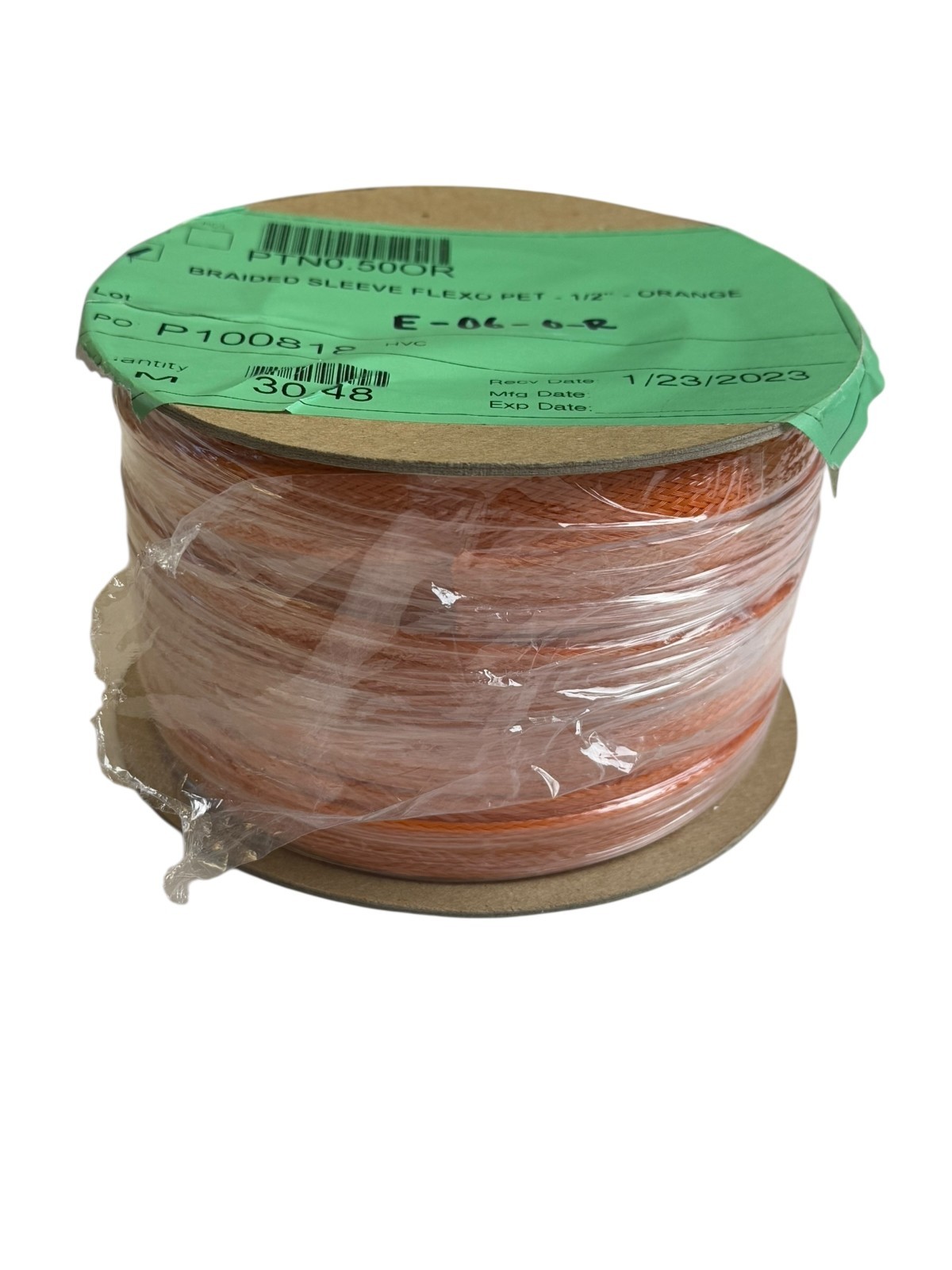 Flexo PET Braided Sleeve 1/2in Orange 100ft Cable Wire Protection