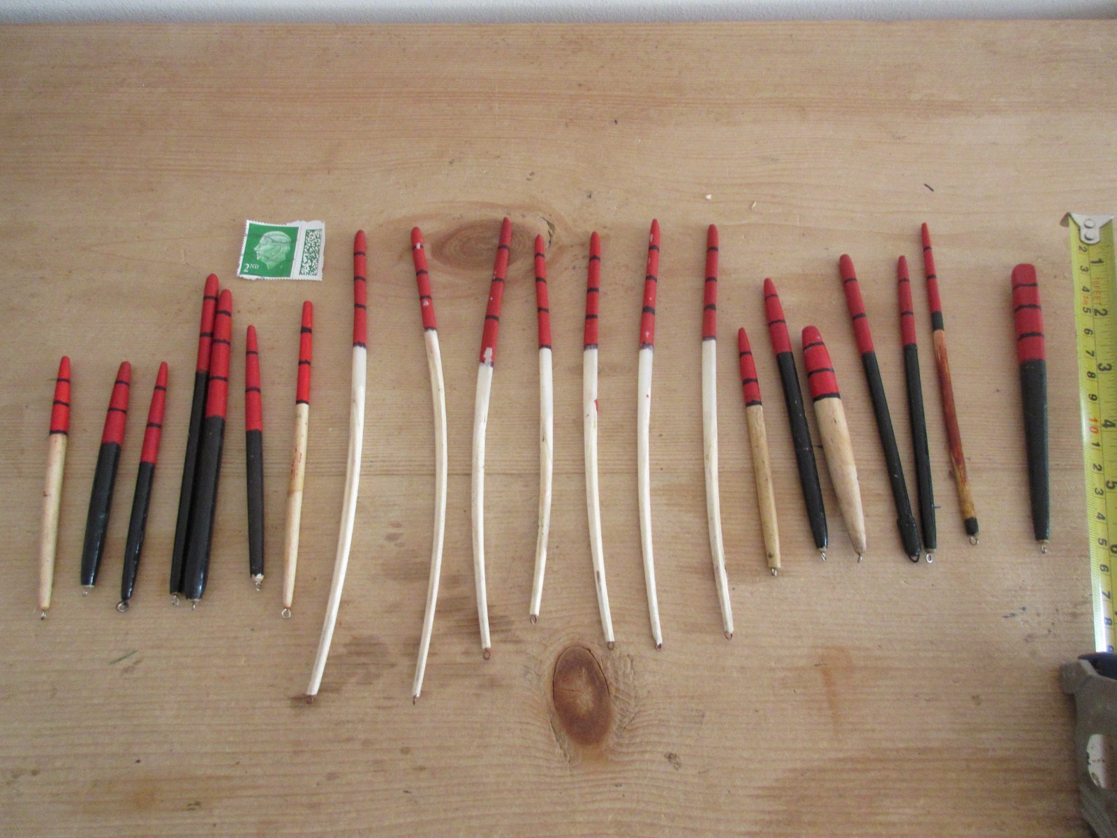 21x Vintage Fishing Floats Lot - Quill & Balsa mix - 12cm - 21cm long
