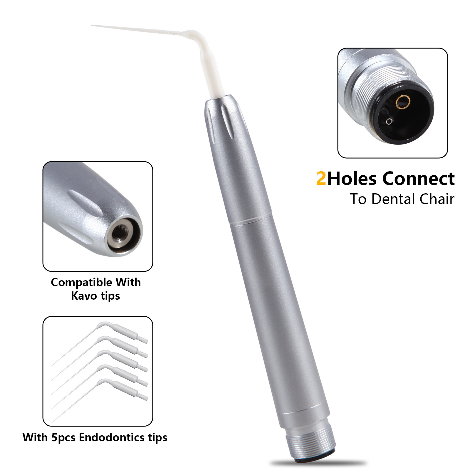 Dental Air Scaler Handpiece 5 Endo Irrigation Tips Compatible with KAV 2Hole DL