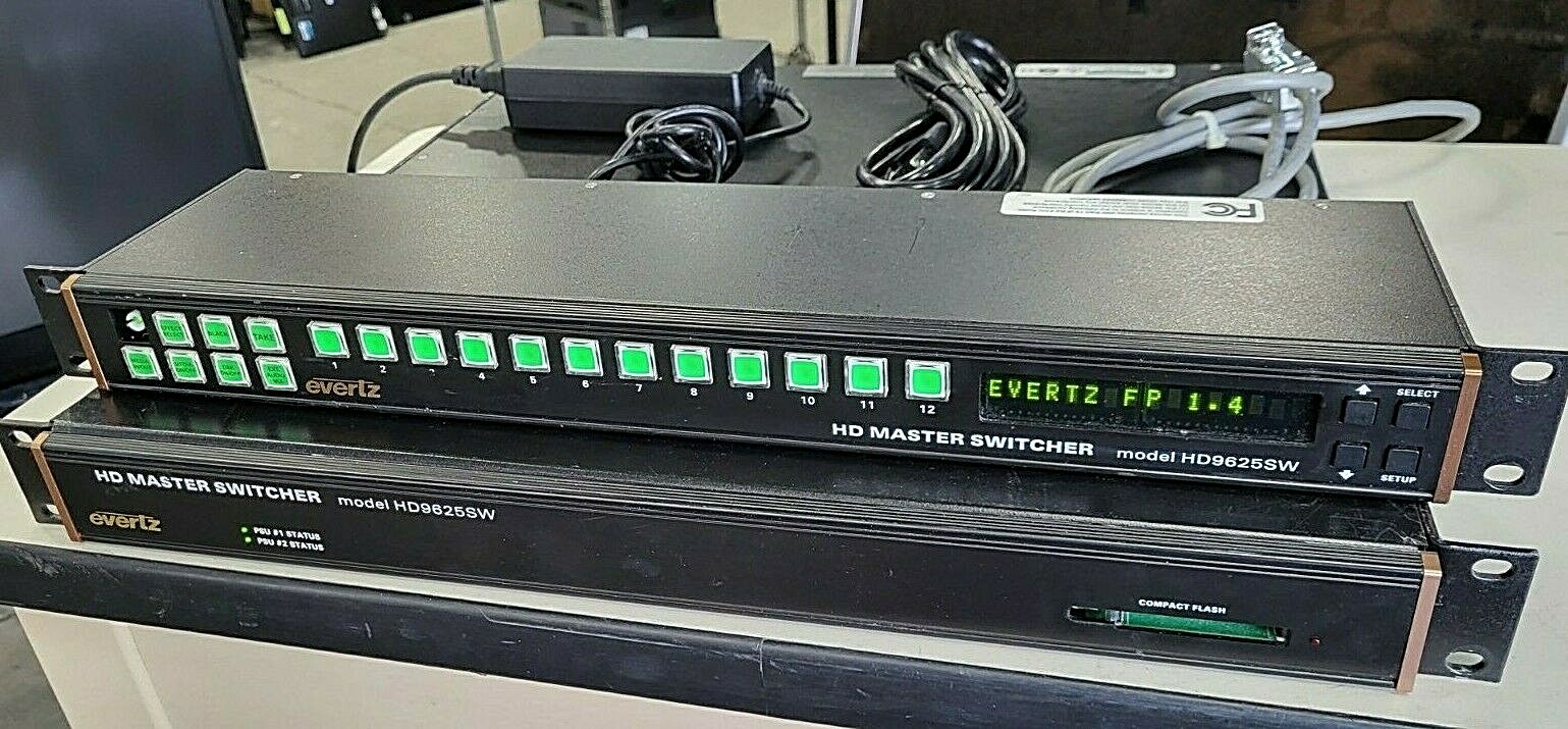 Evertz HD9625SW Master Switch & 9000RCP-X2 remote control, w/cables as shown