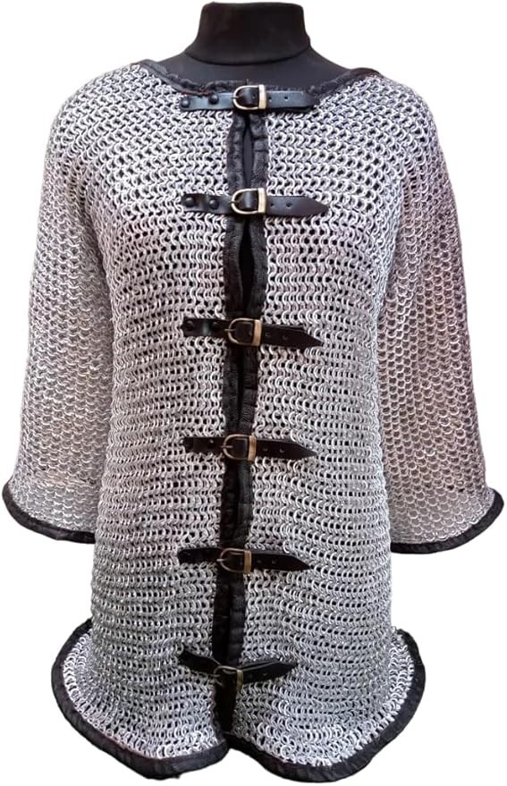 Medieval Aluminum Chainmail Shirt – 9mm Flat Riveted with Washer Open Hauberk L