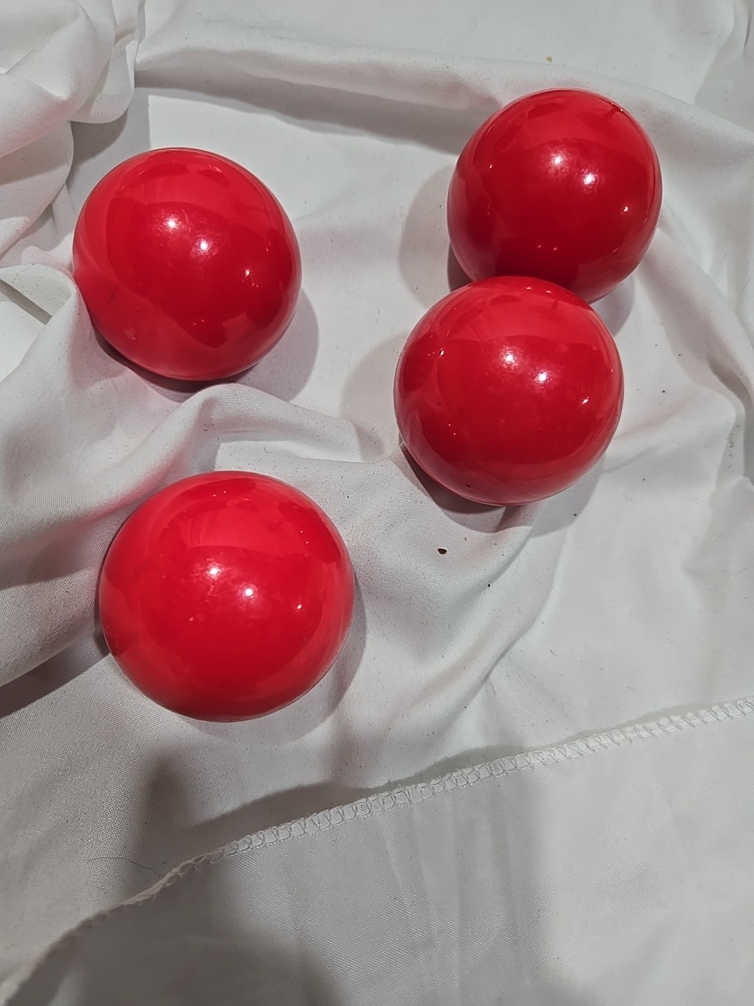 Lot of 4 Vintage 2" Red Resin Pool Balls - English Billiards Snooker Replacement
