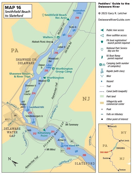 Delaware River  Maps Hancock to Water Gap for kayak, canoe, etc.
