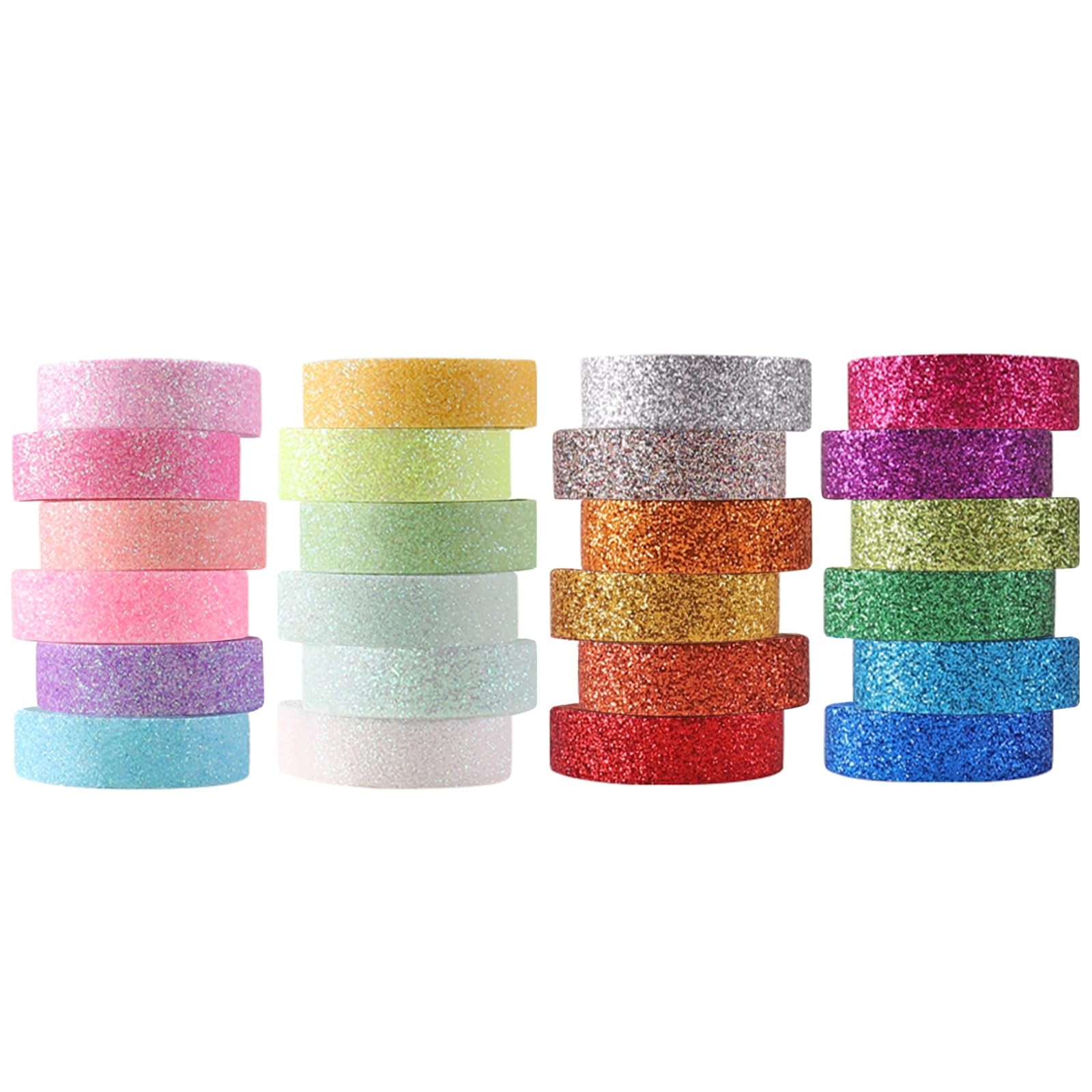 Funincloud Glitter Washi Tape Metallic 0.47 inches x 2 meters, 24 Rolls