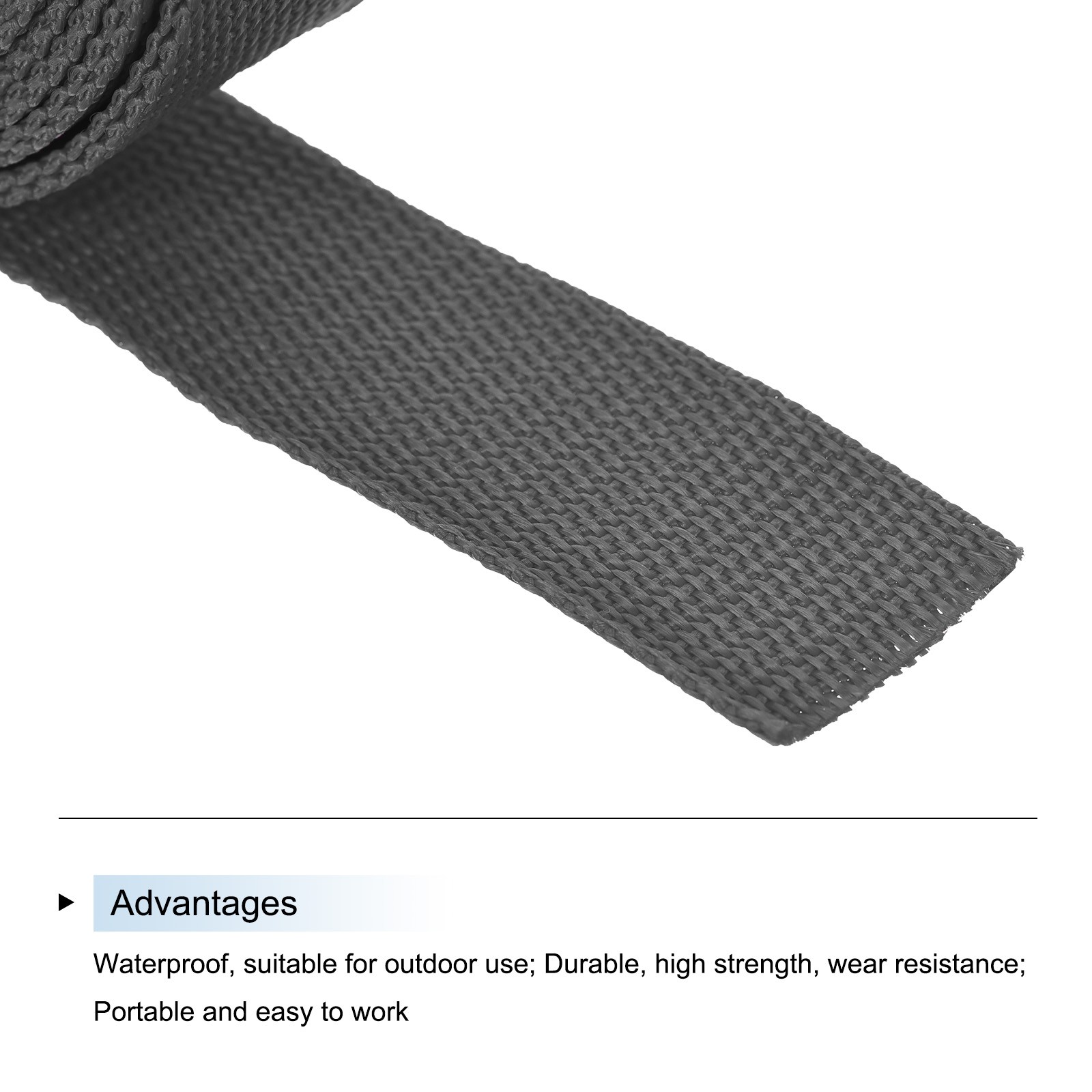 Lightweight Polypropylene Webbing Strap 3.8cm 10 Yard Dark Grey