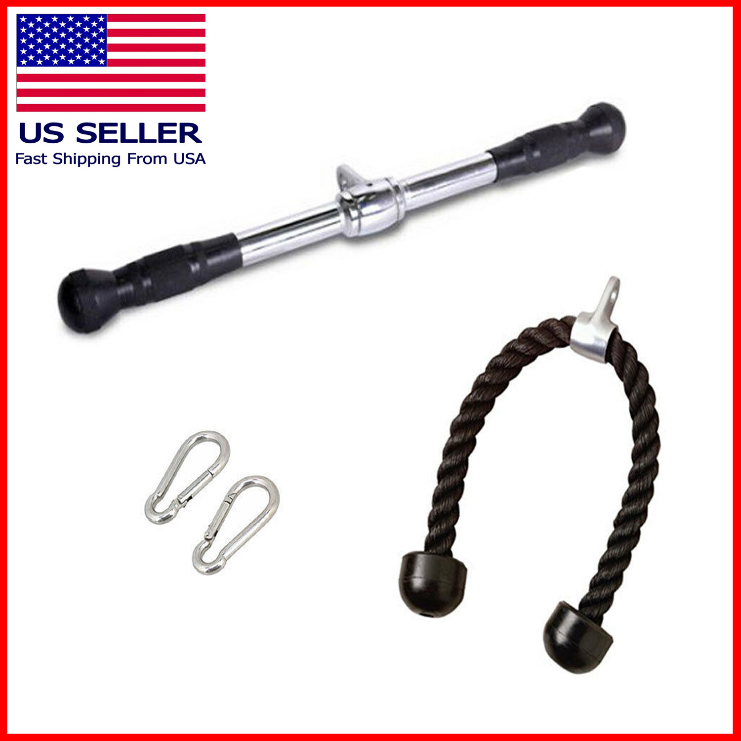 Tricep Press Down Cable Machine Attachment LAT Pulldown 20 Inches Gym Set
