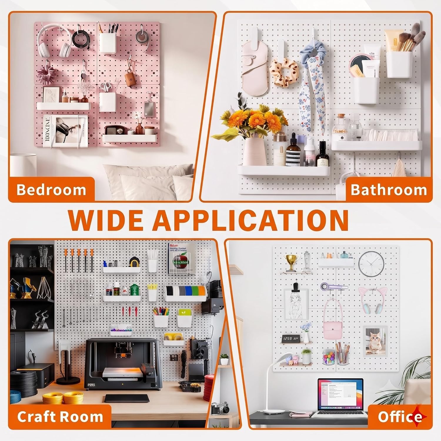 28-Packs Peg Board Organizer Accessories Kit, White | Includes ABS bins, shel...