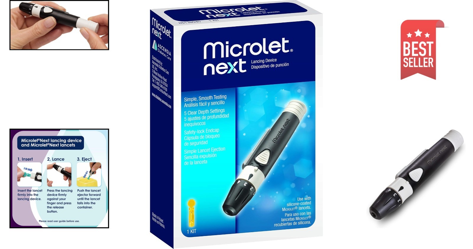 Easy-to-Use MICROLET Next Lancing Device with Locking Endcap & Ejector Function