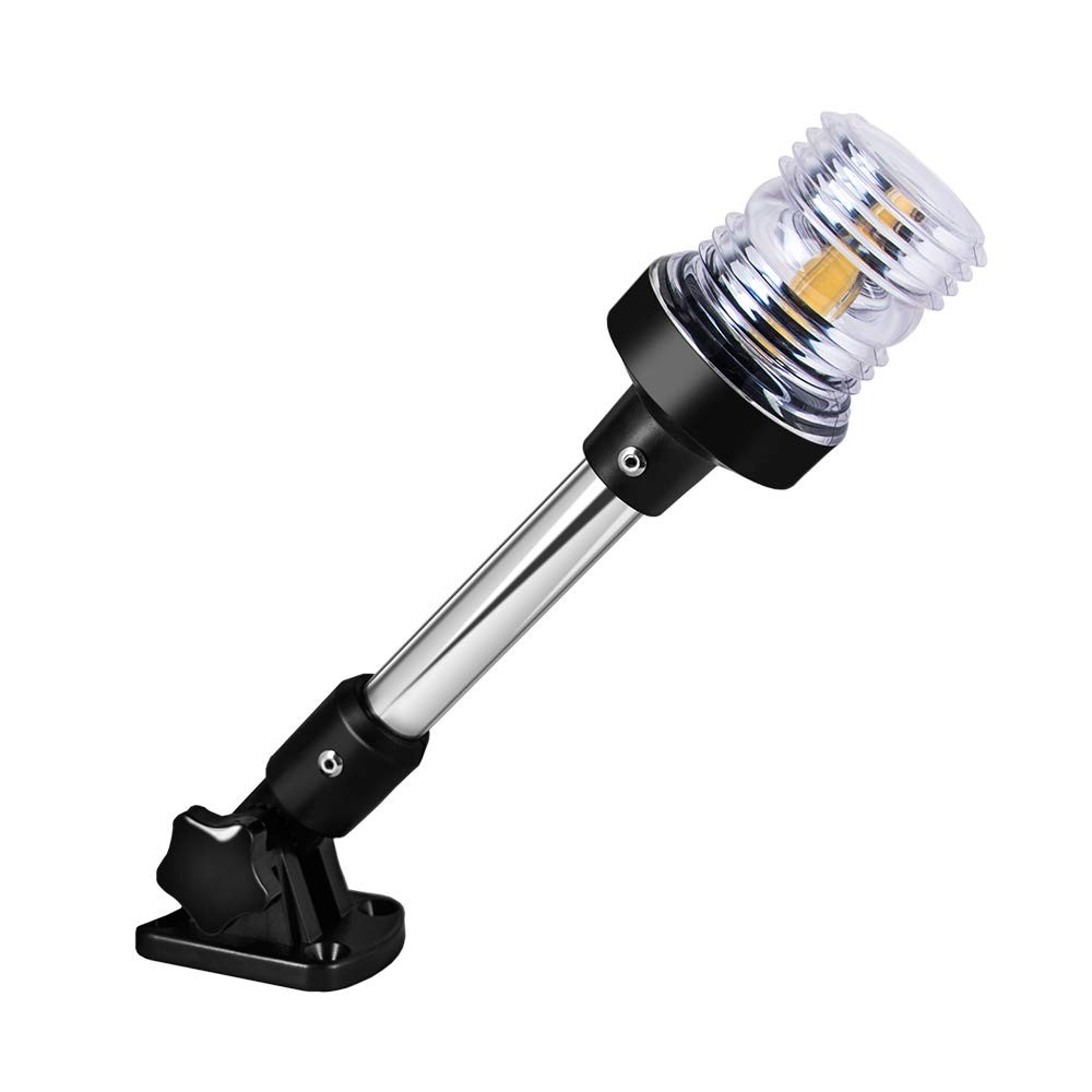 White LED Fold Down Boat Stern Light Boat Anchor Light for Pontoon 12 Inch