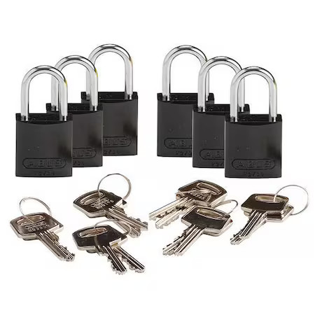 Brady 133266 Lockout Padlock, Keyed Different, Aluminum, Black, 1 In Shackle
