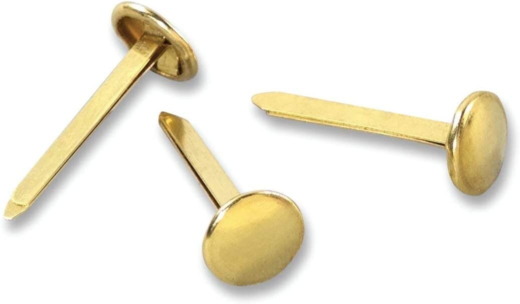 Classic Solid Brass Paper Fasteners, 1/2", Plated, 1 Box, 100 Fasteners/Box