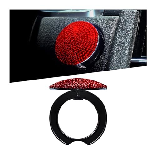 Bittwee Bling Car Engine Start Stop Button Cover, Rhinestone Shiny Diamond Red