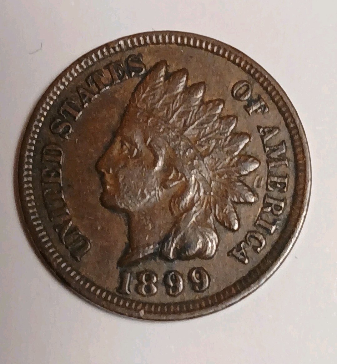 1899  INDIAN HEAD CENT Extremely Fine XF 1c Bronze US Coin