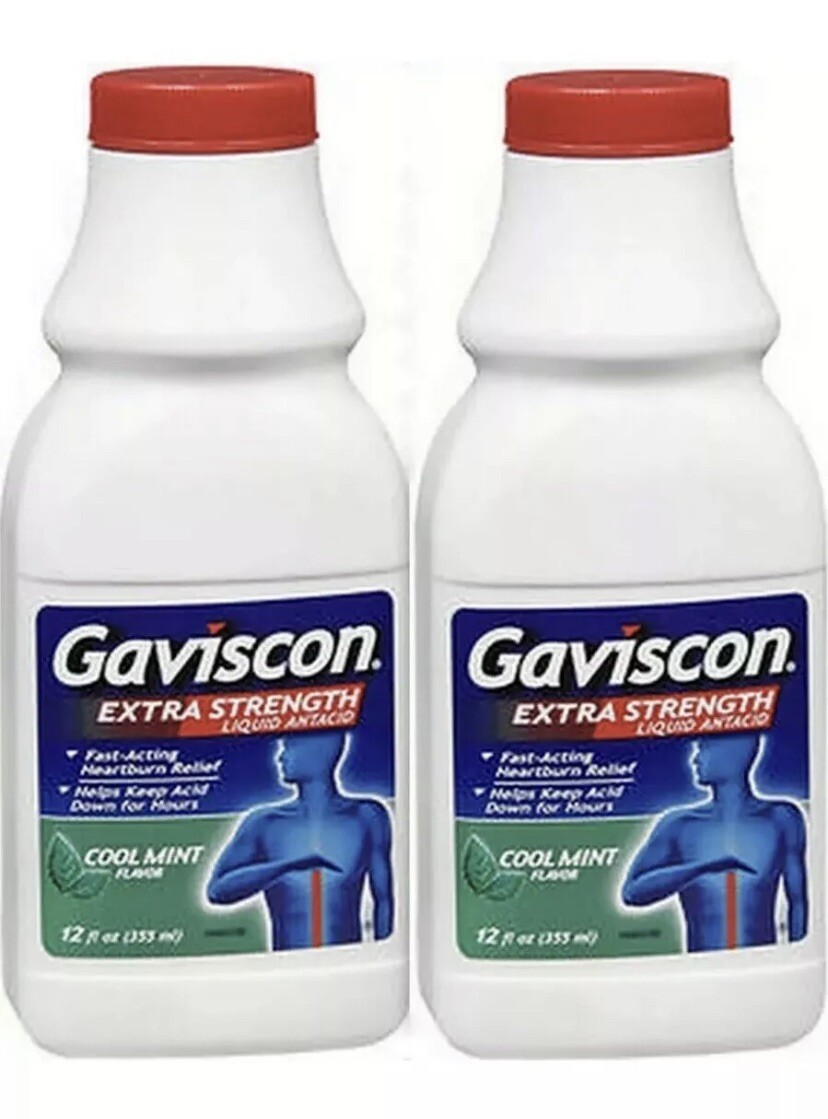 Gaviscon Extra Strength Liquid Antacid Extra Cool Mint Flavor, 12 OZ Pack Of 2