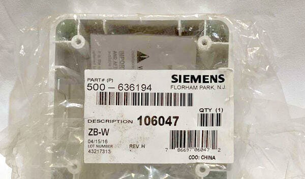 NEW Siemens 500-636194 ZB-W Fire Alarm Subassembly Box