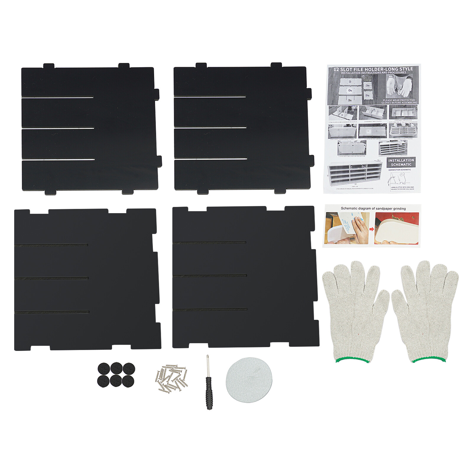 4 Tiers PVC Desktop Countertop Literature Organizer Black Office Home Use NEW
