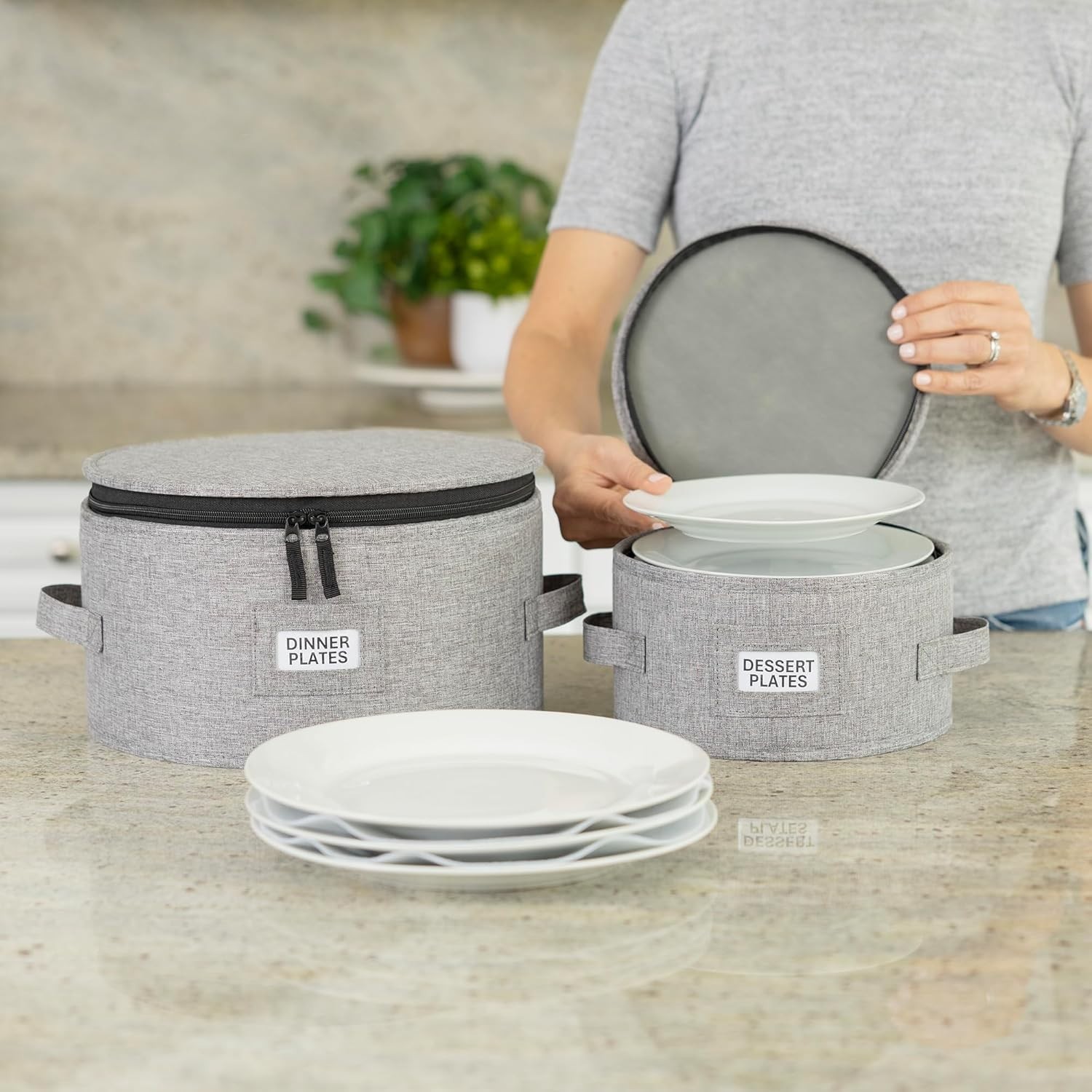 Durable Salad Plate Case - Padded, Stackable, and Water Resistant for 12 Plates