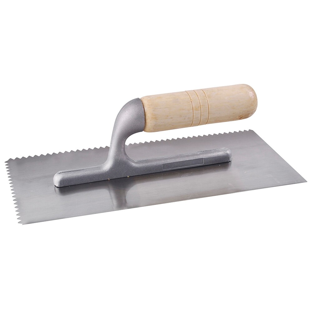 Surtek 123184 Triangular V-Notched Hand Trowel with Wood Handle, 11" L x 5" W