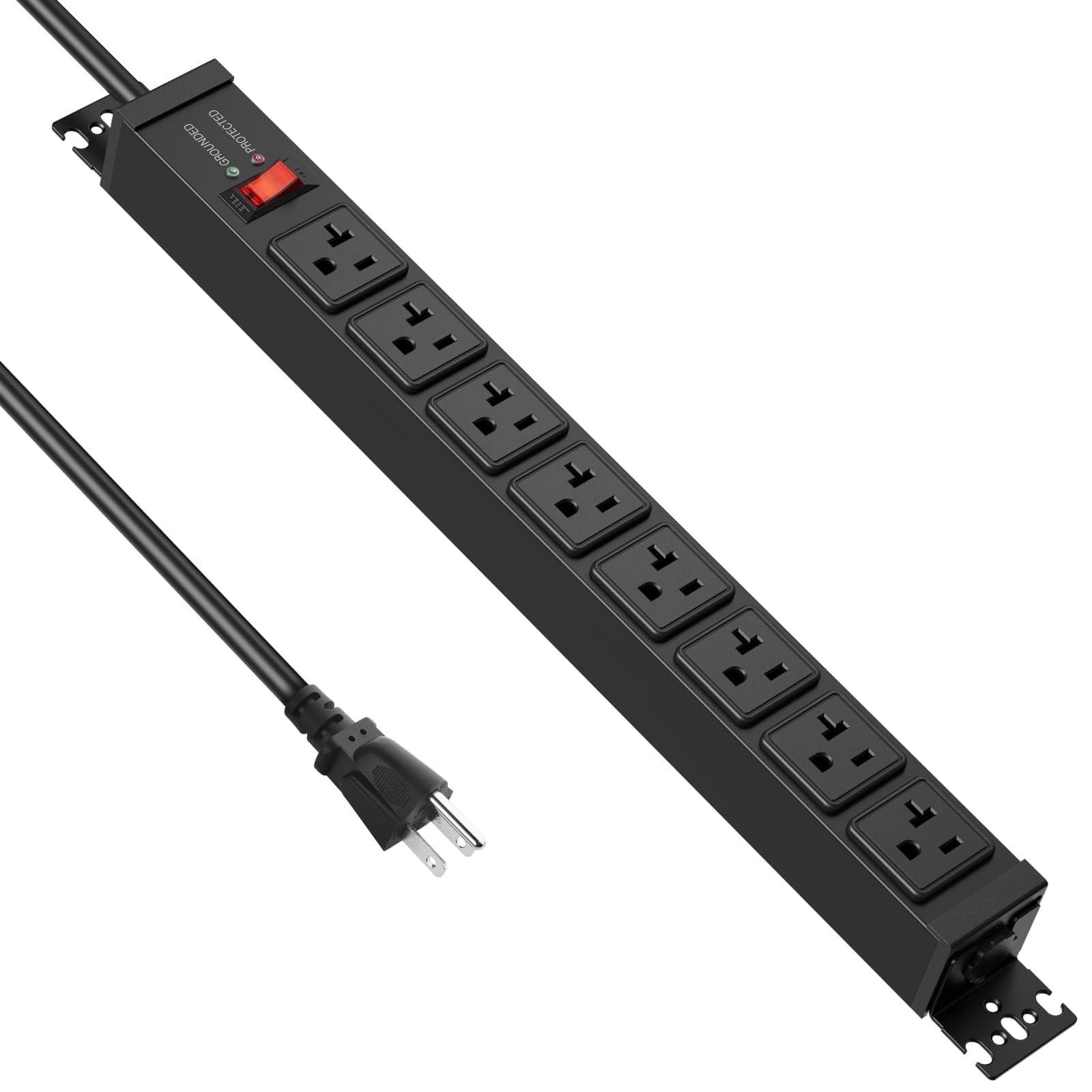 Heavy Duty 20 Amp Power Strip 2 Pack with 15 Ft Extension Cord & Surge Protectio