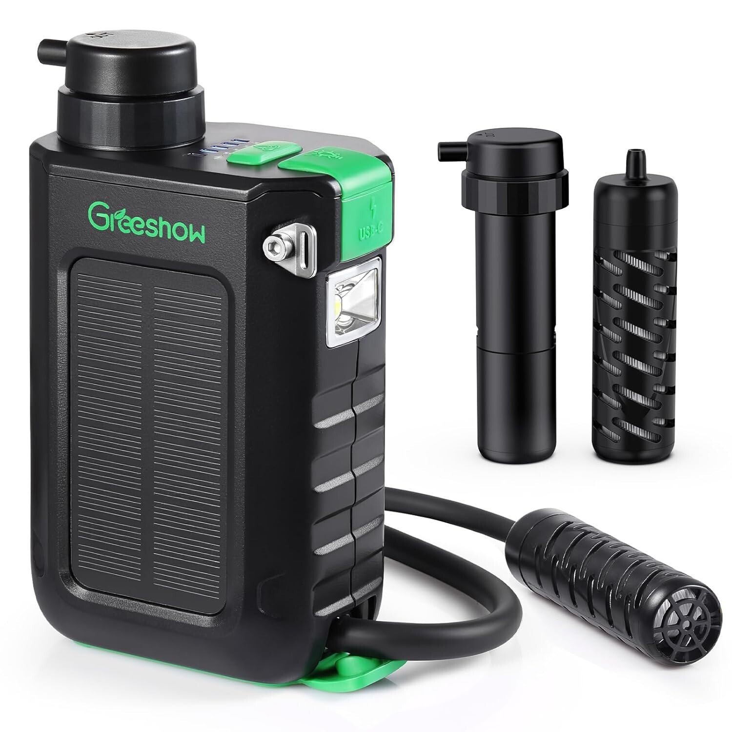 Greeshow Electric Portable Water Filter with Reusable 0.01 Micron Filter for Cam