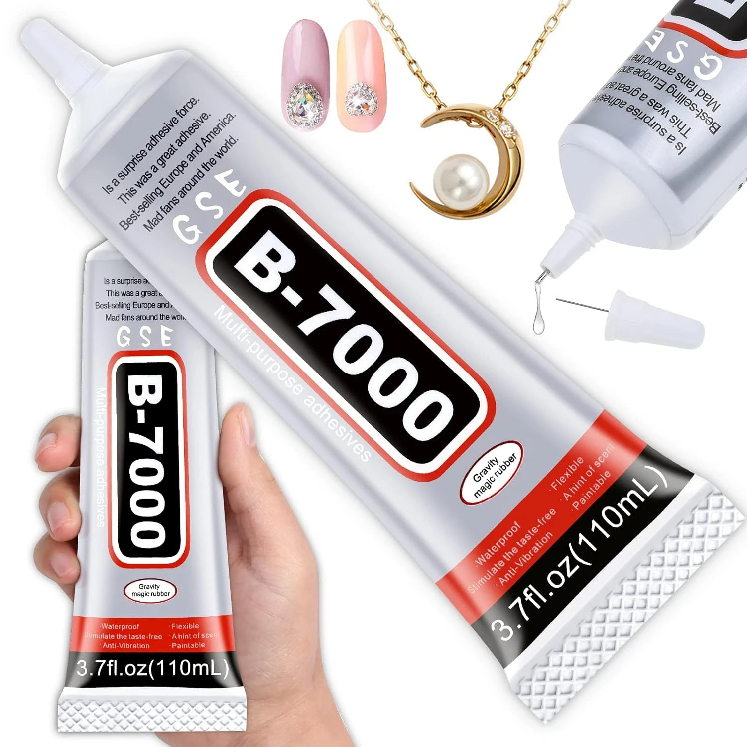 B7000 Rhinestones Glue for Crafts, 110ML Glue of Diamond Jewelry 3.7Fl.Oz Clear