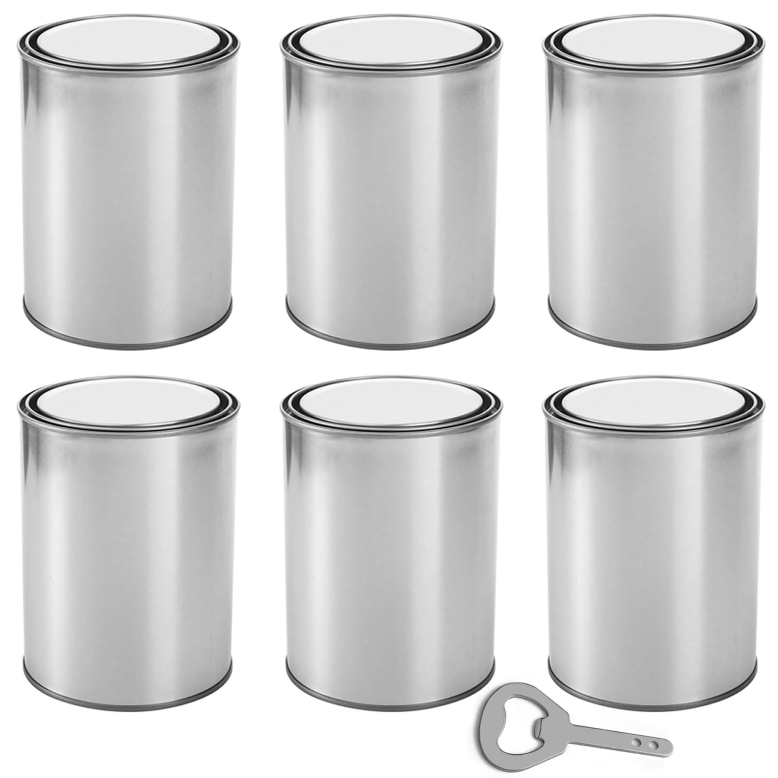 6 Pack Empty Paint Cans with Lids 1 Quart Tin Unlined Paint Buckets Bulk Pain...