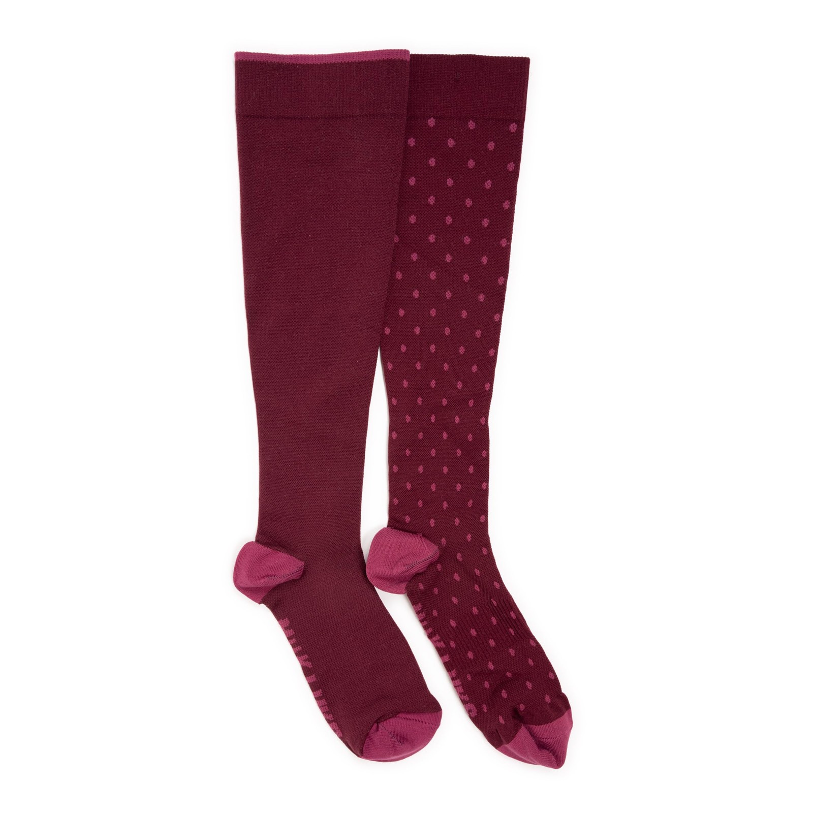Women's 2 Pack Nylon Compression Socks, Burgundy, OS (6-10)