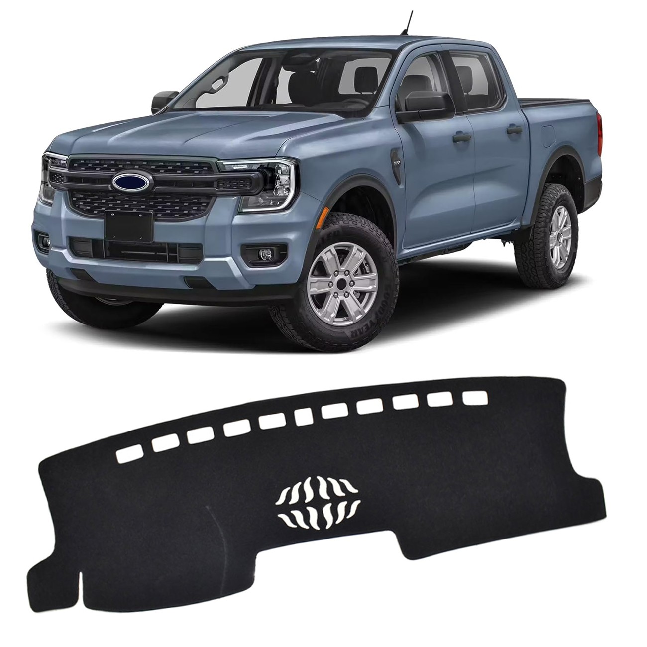 Non-Slip for 2024-2026 Ford Ranger Black Car Dash Cover Dashboard Mat Pad Carpet