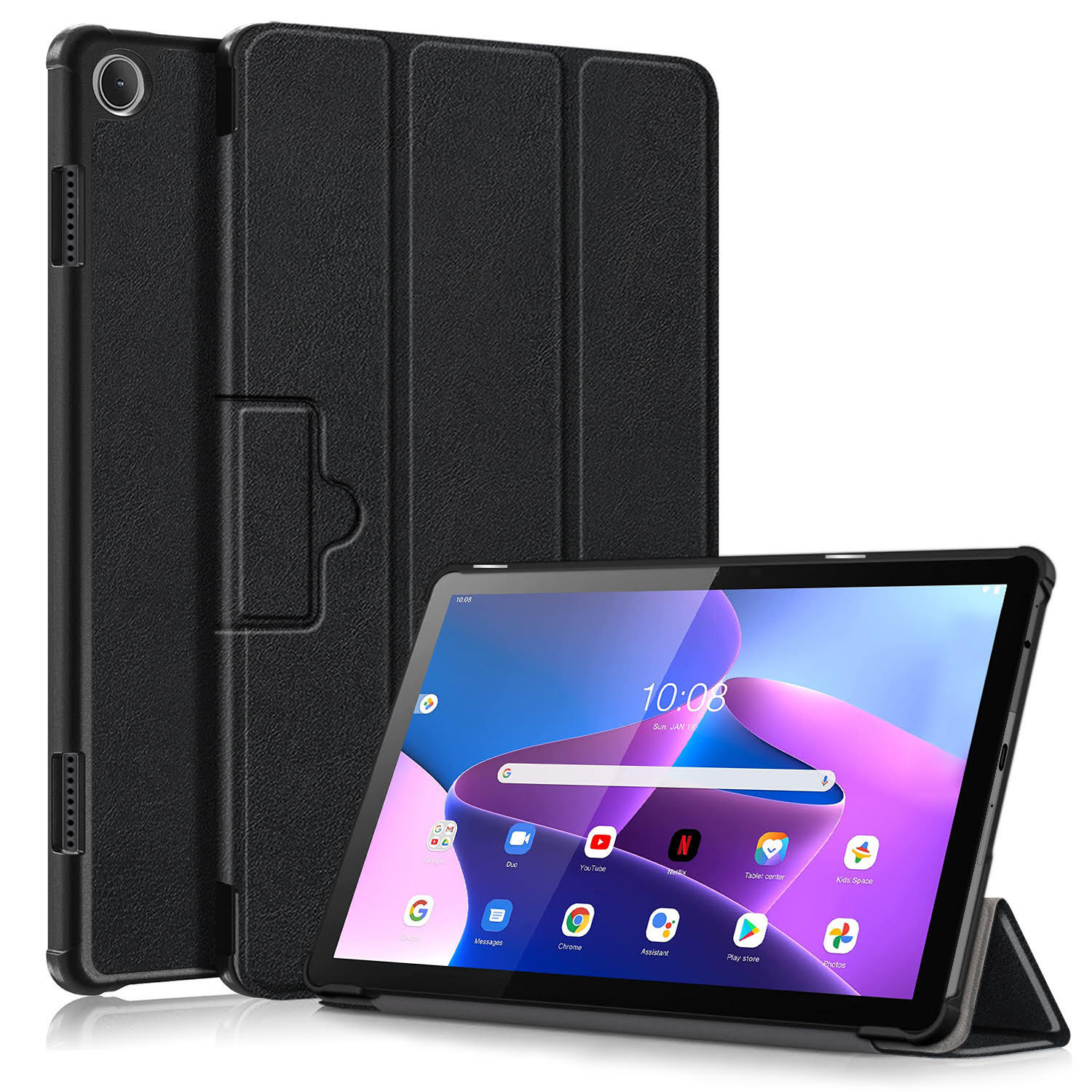 For Lenovo Tab M10 3rd Gen 10.1" TB-328 2022 Smart PU Leather Case Cover + Glass