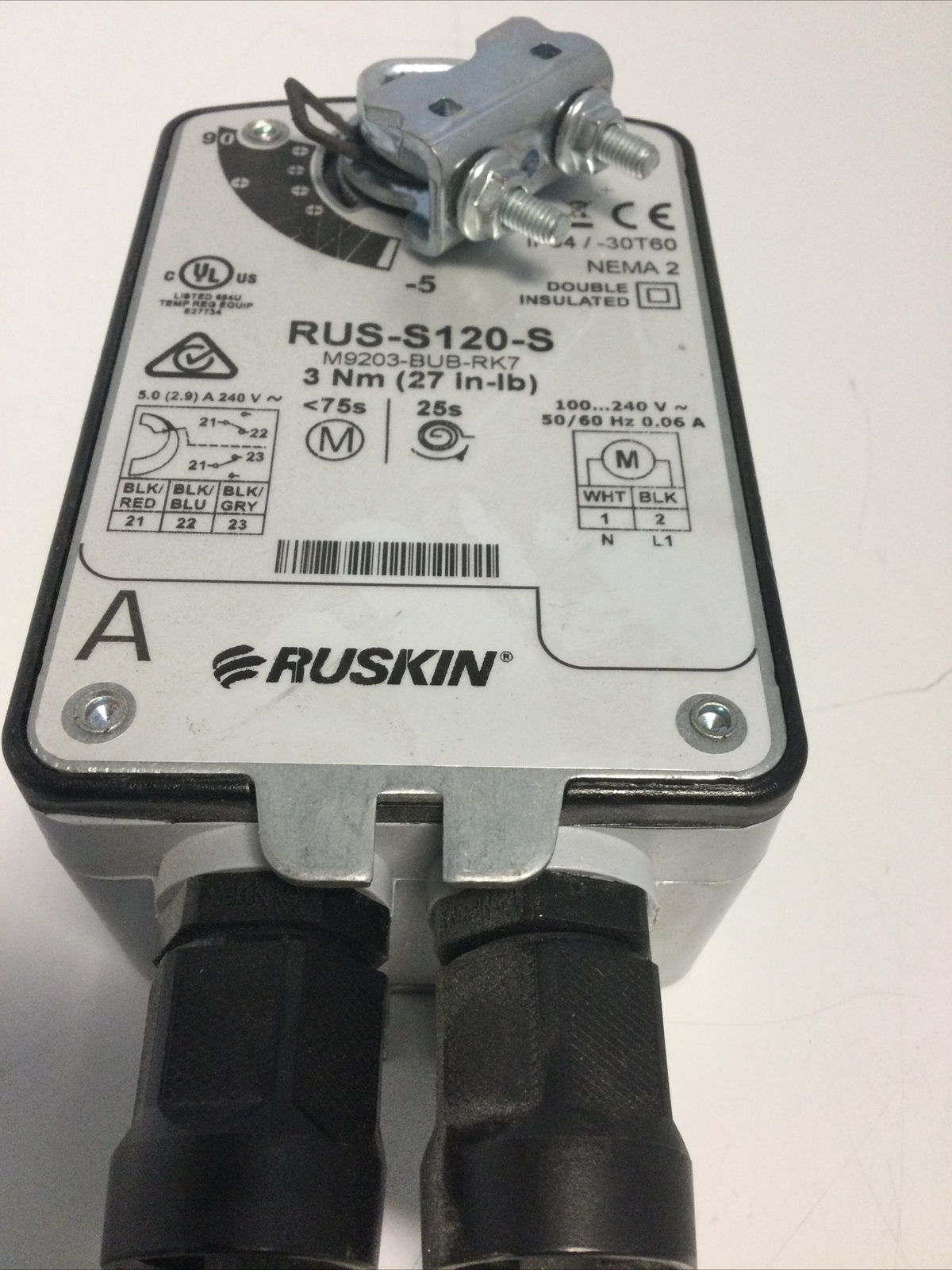 NEW, RUSKIN, RUS-S120-S, ACTUATOR, 3Nm / 27 LB, 120V, NEMA2. (29F-2)