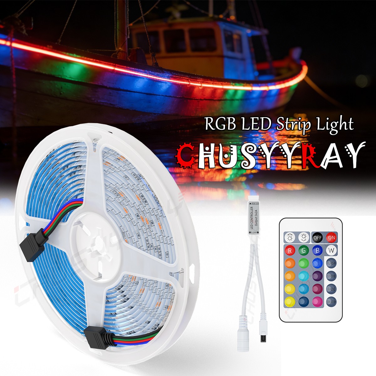 RGB LED Boat Light Deck Waterproof 12V Bow Trailer Pontoon Light Strip Marine #1