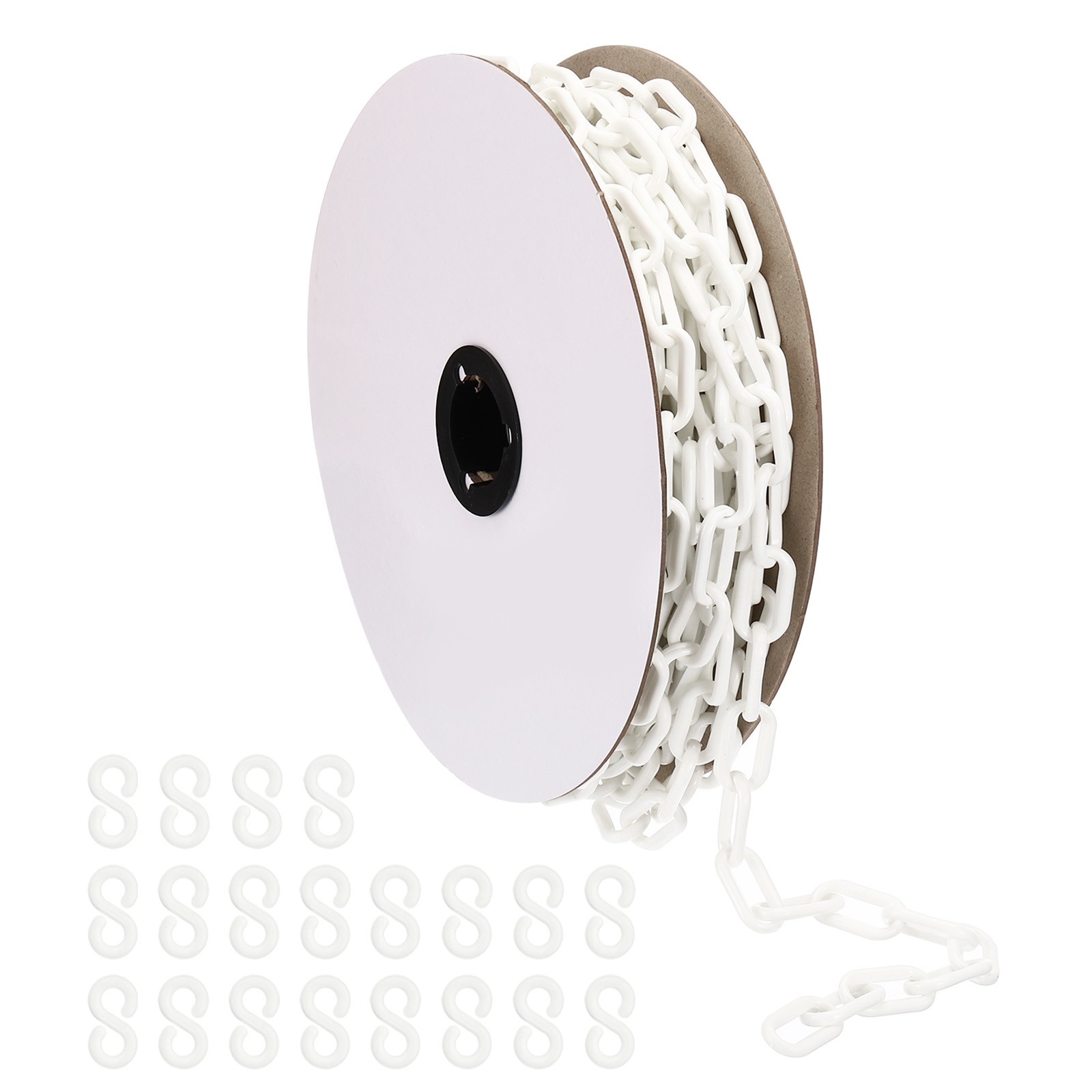 Plastic Chain,52 FEET Safety Barrier Chain for Crowd Control, 1/4inch(6mm) White