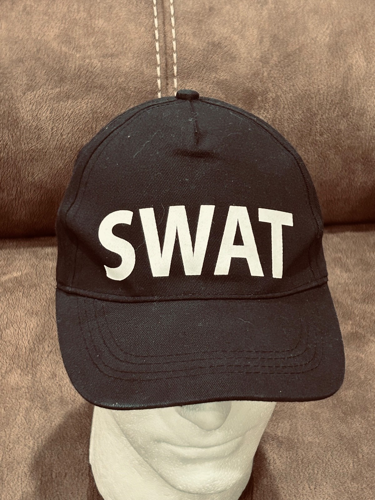 SWAT Baseball Hat Black White Strap back Cap