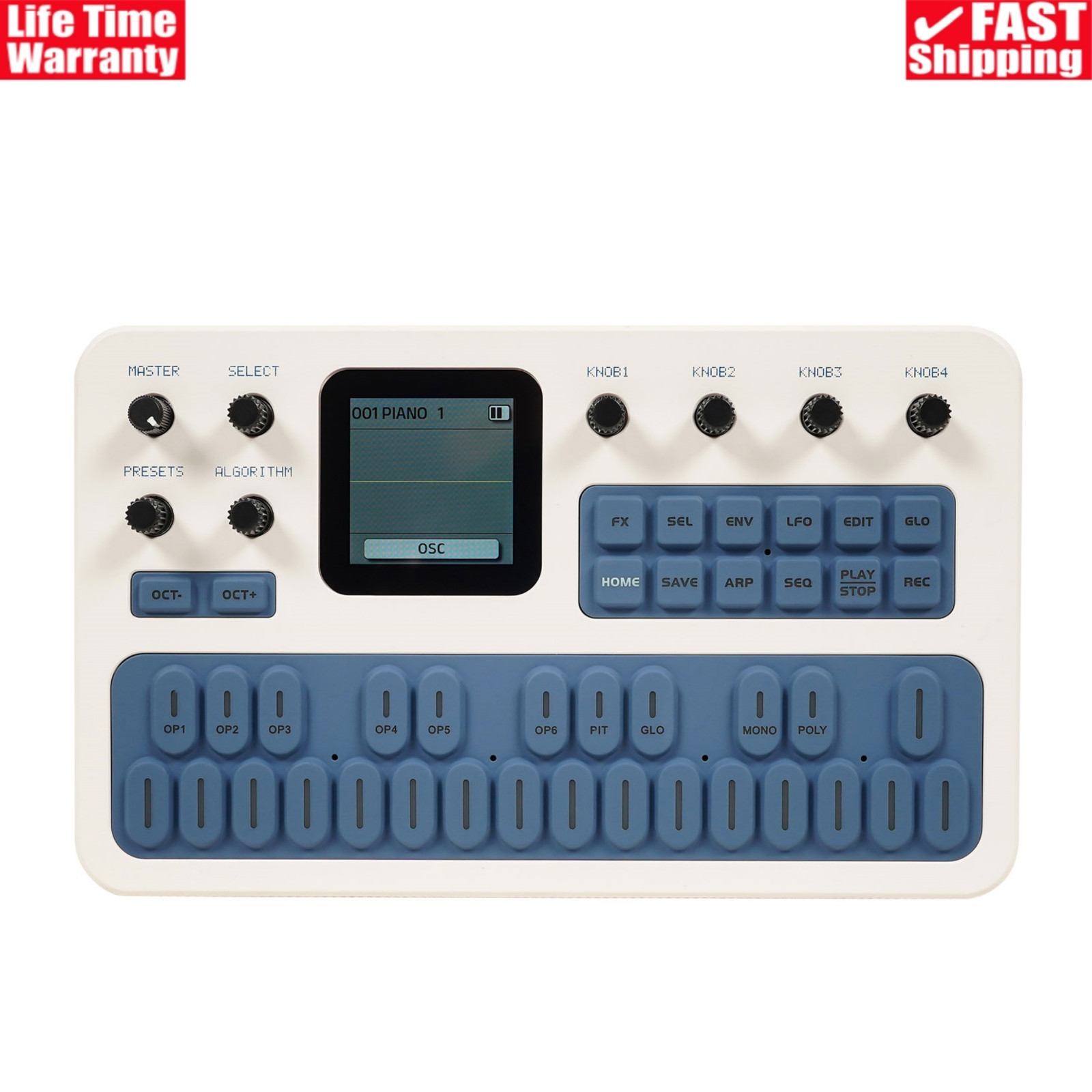 M-VAVE Navy-blue FM-1 Audio FM Synthesizer 3Ch MIDI 6 Effect 3.5mm Stereo Output