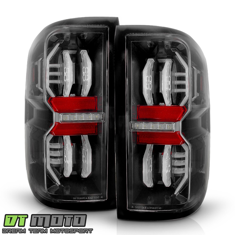 For 2014-2018 Chevy Silverado 1500 Black LED TaiL Lights Brake Lamps Left+Right