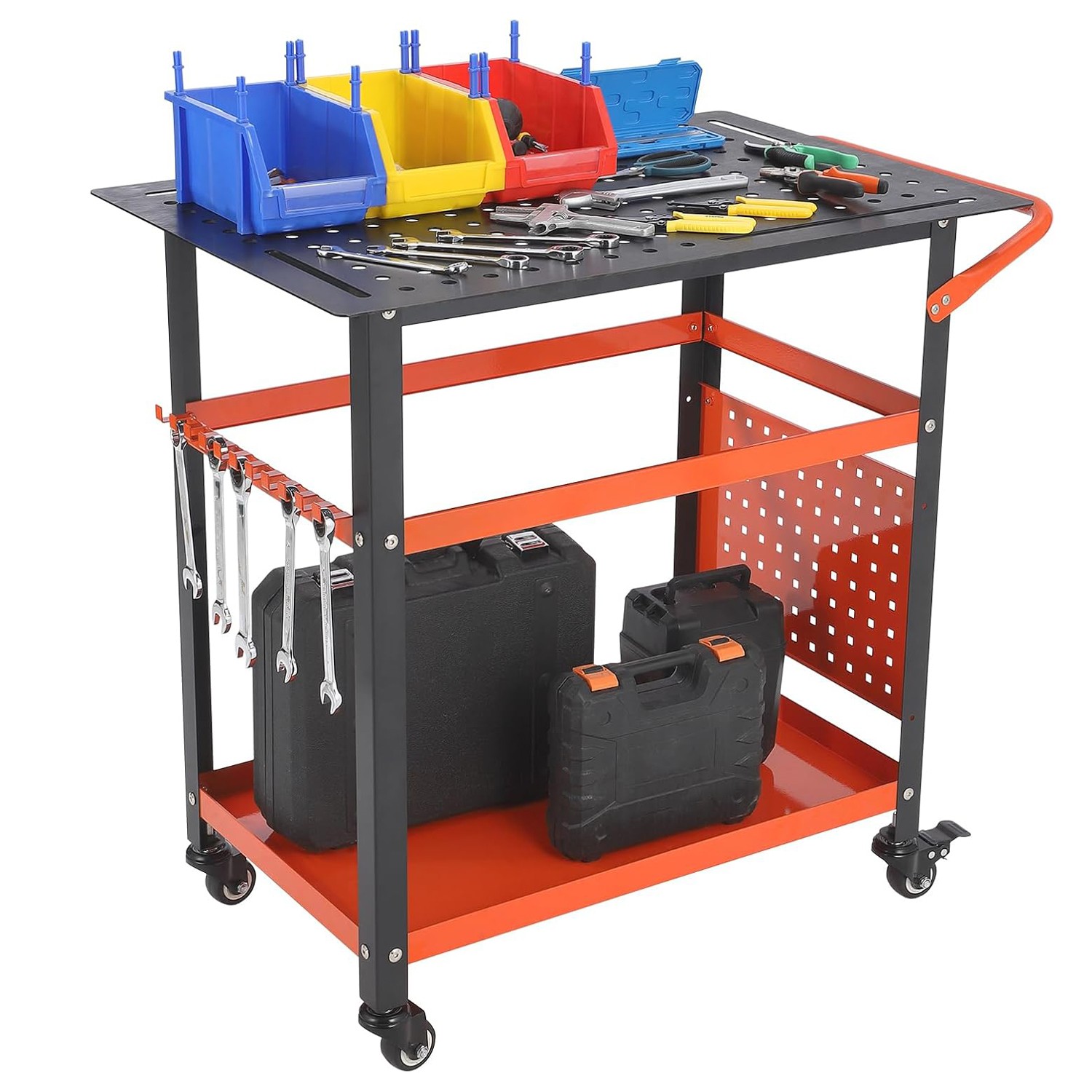 Heavy Duty 24" x 36" Steel Welding Table Cart 600 lbs Capacity w/ Swivel Casters